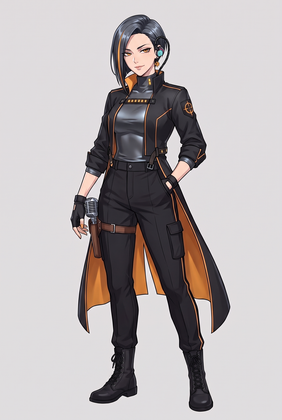 The design sheet: tactical stage jacket, amber lining, one in-ear monitor