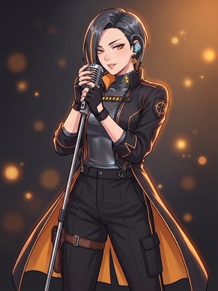 At the stage microphone
