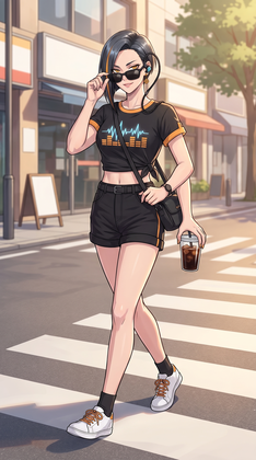 Summer street: iced coffee, sunglasses down